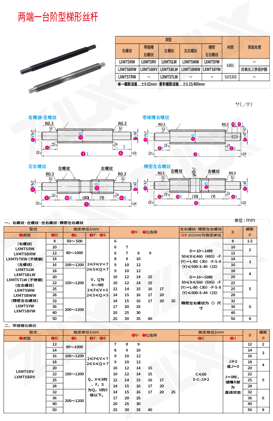 兩端一臺階型梯形絲杠 兩端一臺階型梯形絲杠