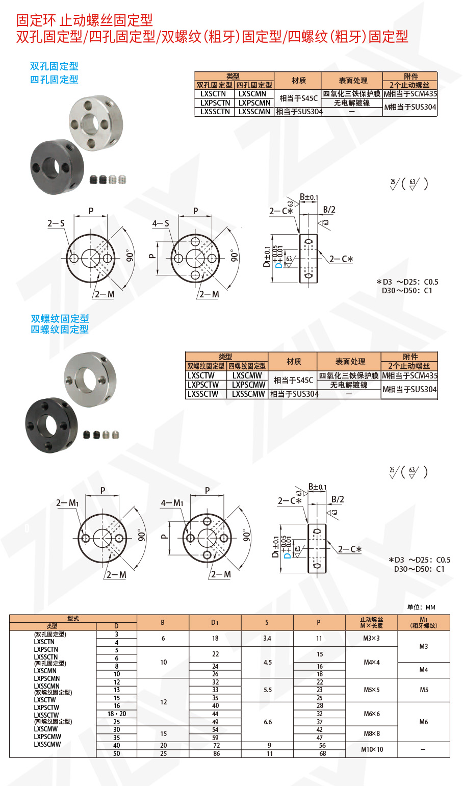 171固定環(huán) 止動螺絲型 雙孔四孔雙螺紋四螺紋型 171固定環(huán) 止動螺絲型 雙孔四孔雙螺紋四螺紋型