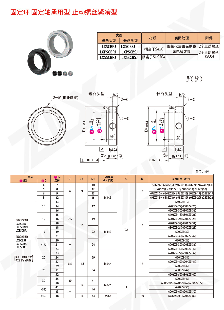 191固定環(huán) 固定軸承用型 止動螺絲緊湊型