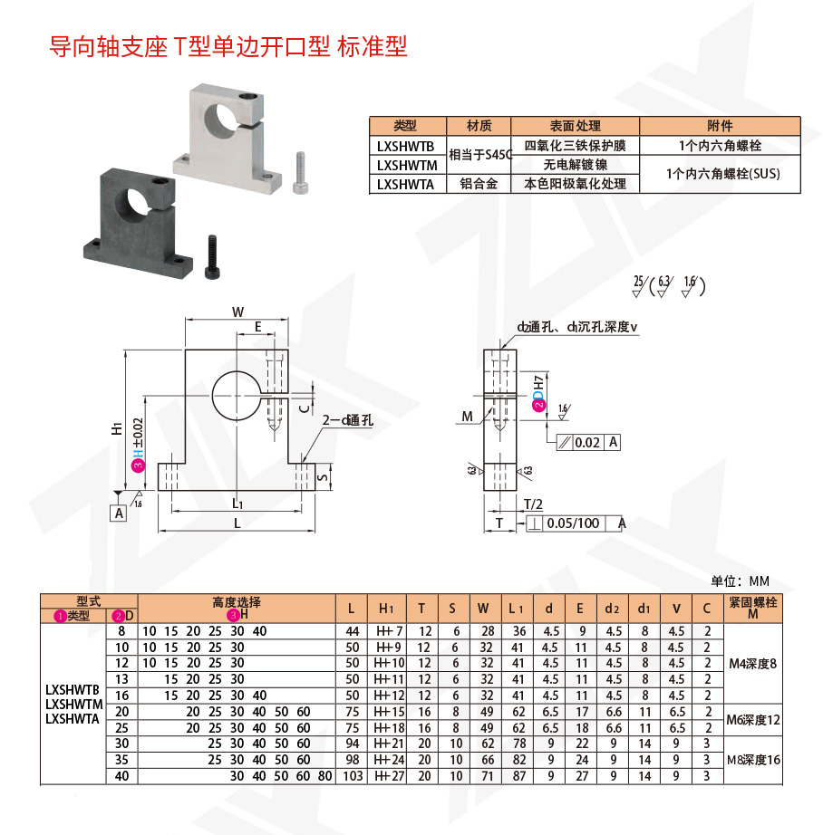 31軸支座 T型單邊開口型 標(biāo)準(zhǔn)型