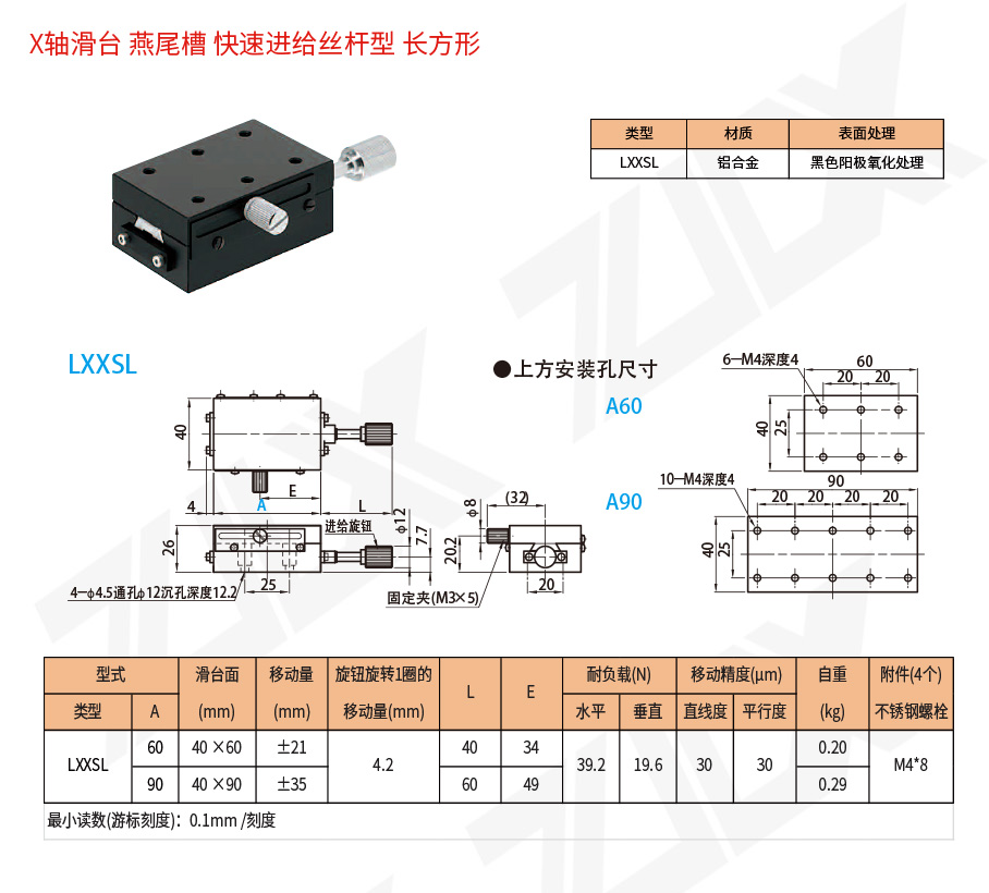X-42X軸滑臺燕尾槽快速進(jìn)給絲桿型長方形