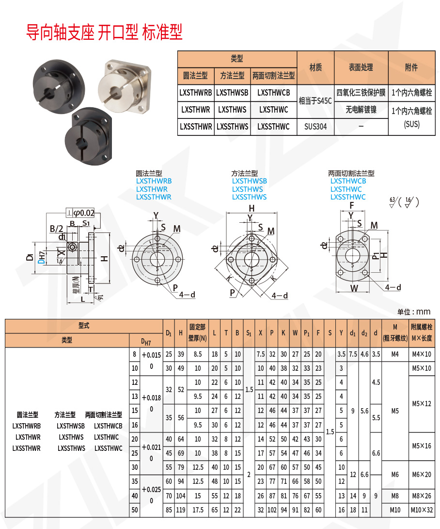 開口型導向軸支座 標準型 開口型導向軸支座 標準型
