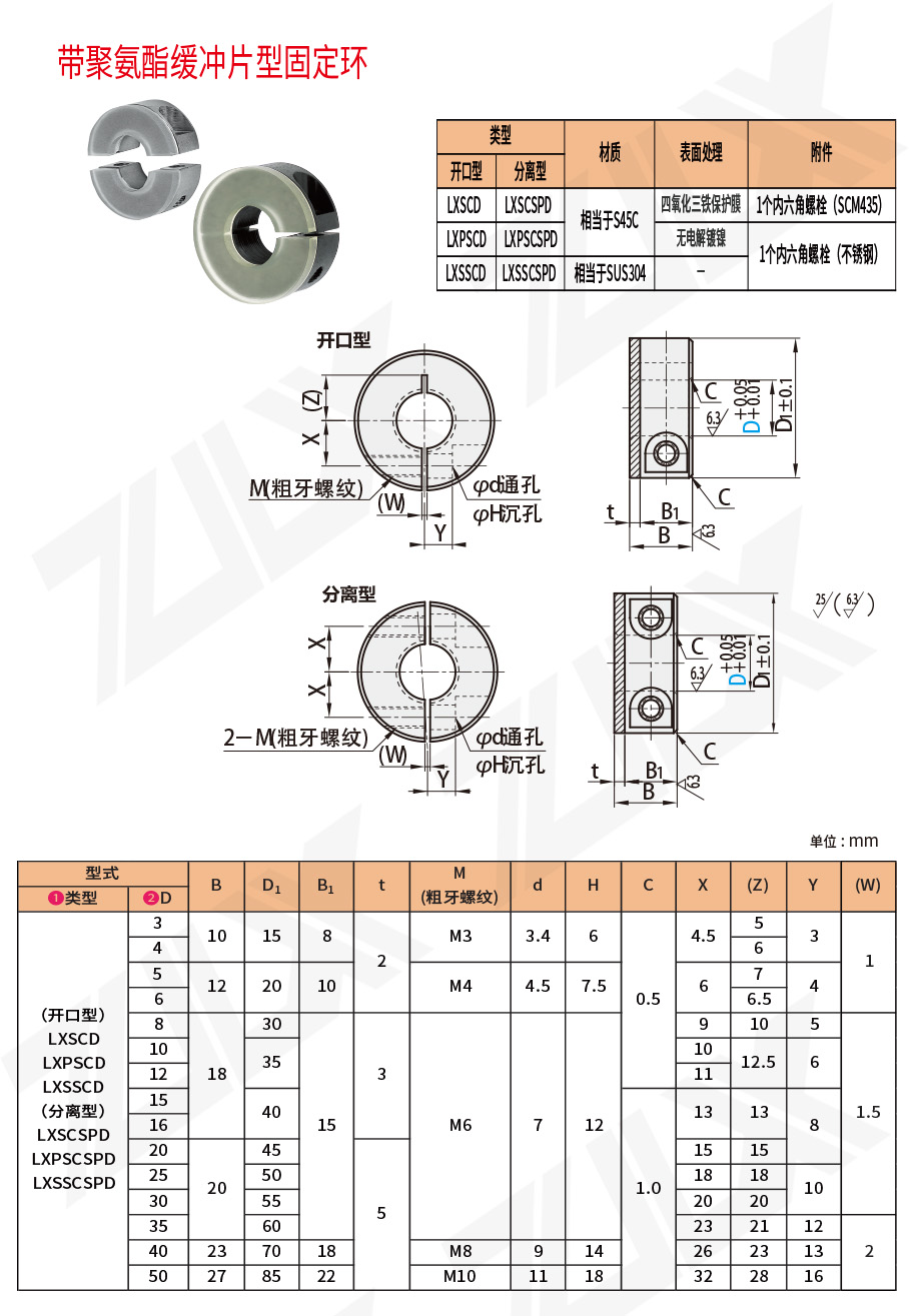 帶聚氨酯型固定環(huán) 開口型 分離型